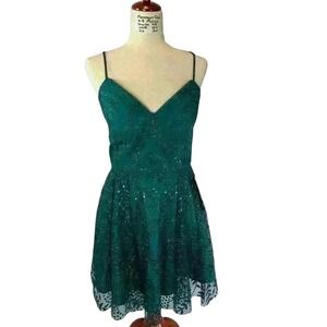 Emerald Green Sequin Mini Dress Party Cocktail‎ Strappy Back Size M